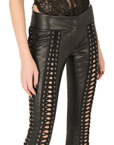 Faux leather pants with lacing and eyelets -  | Dolce &amp; Gabbana