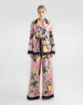 Silk pajama pants with rose and peony print -  | Dolce &amp; Gabbana
