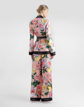 Silk pajama pants with rose and peony print -  | Dolce &amp; Gabbana