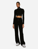 Flared jacquard pants with DG logo -  | Dolce & Gabbana