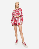 Majolica-print jersey shorts -  | Dolce & Gabbana