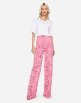 Flared branded stretch lace pants -  | Dolce &amp; Gabbana
