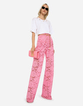 Flared branded stretch lace pants -  | Dolce &amp; Gabbana