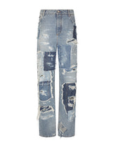 Patchwork denim jeans with ripped details -  | Dolce &amp; Gabbana