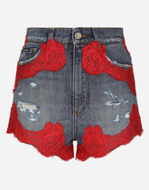 Denim shorts with lace details -  | Dolce &amp; Gabbana