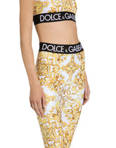 Majolica-print jersey leggings with branded elastic -  | Dolce &amp; Gabbana