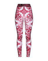 Majolica-print jersey leggings with branded elastic -  | Dolce &amp; Gabbana
