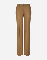 Flared flannel pants with logo tag -  | Dolce &amp; Gabbana