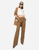 Flared flannel pants with logo tag -  | Dolce &amp; Gabbana