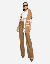 Flared flannel pants with logo tag -  | Dolce &amp; Gabbana