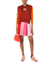 Sleeveless multi-colored silk sweater with patent leather DG patch -  | Dolce & Gabbana