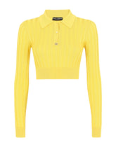 Ribbed silk polo-shirt with DG logo -  | Dolce & Gabbana