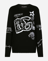 Wool sweater with intarsia and embroidery -  | Dolce & Gabbana