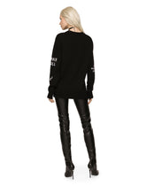 Wool sweater with intarsia and embroidery -  | Dolce & Gabbana
