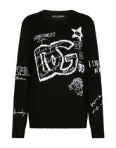 Wool sweater with intarsia and embroidery -  | Dolce & Gabbana
