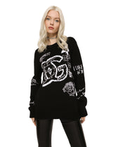 Wool sweater with intarsia and embroidery -  | Dolce & Gabbana