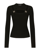 Ribbed viscose sweater with DG details -  | Dolce & Gabbana