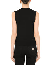 Sleeveless sweater in wool and lace -  | Dolce &amp; Gabbana
