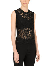 Sleeveless sweater in wool and lace -  | Dolce &amp; Gabbana