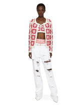 Brick-stitched crochet bustier top with Majolica print -  | Dolce & Gabbana