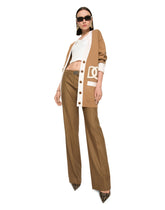 Long wool cardigan with embroidered DG patch -  | Dolce & Gabbana