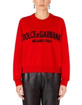 Cashmere sweater with logo intarsia -  | Dolce & Gabbana