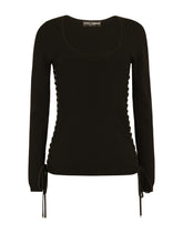 Viscose sweater with lacing and eyelets -  | Dolce &amp; Gabbana