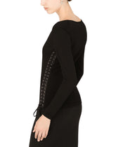 Viscose sweater with lacing and eyelets -  | Dolce &amp; Gabbana