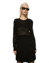 Crew neck lace knit sweater -  | Dolce &amp; Gabbana