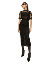 Lace-stitch calf-length skirt -  | Dolce &amp; Gabbana