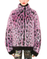 Jacquard turtle-neck sweater with neon leopard design -  | Dolce & Gabbana