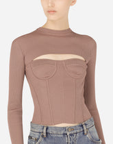 Viscose corset sweater with cut-out -  | Dolce &amp; Gabbana