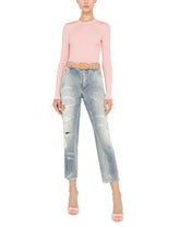 Viscose ribbed sweater with lacing and eyelets -  | Dolce &amp; Gabbana