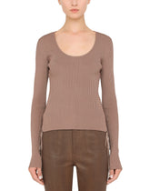 Ribbed viscose top with laces and eyelets -  | Dolce &amp; Gabbana