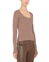 Ribbed viscose top with laces and eyelets -  | Dolce &amp; Gabbana