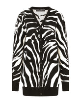 Oversize zebra-design cardigan in wool and silk -  | Dolce & Gabbana