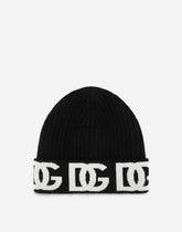Cashmere hat with jacquard DG logo -  | Dolce &amp; Gabbana