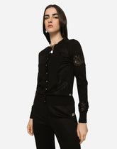 Cashmere and silk cardigan with lace inlays -  | Dolce &amp; Gabbana