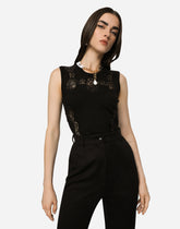 Cashmere and silk sweater with lace inlays -  | Dolce &amp; Gabbana