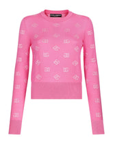 Wool and silk jacquard sweater with tonal DG logo -  | Dolce &amp; Gabbana