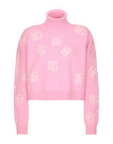 Cropped wool sweater with DG logo inlay -  | Dolce &amp; Gabbana