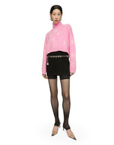 Cropped wool sweater with DG logo inlay -  | Dolce &amp; Gabbana
