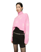 Cropped wool sweater with DG logo inlay -  | Dolce &amp; Gabbana