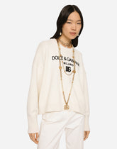 Cashmere sweater with flocked DG logo -  | Dolce &amp; Gabbana