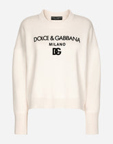 Cashmere sweater with flocked DG logo -  | Dolce &amp; Gabbana