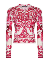 Crew-neck silk sweater with Majolica print -  | Dolce & Gabbana