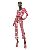 Crew-neck silk sweater with Majolica print -  | Dolce & Gabbana