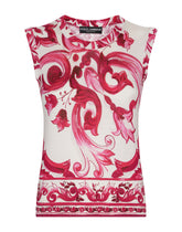 Sleeveless silk top with Majolica print -  | Dolce & Gabbana