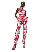 Sleeveless silk top with Majolica print -  | Dolce & Gabbana