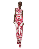 Sleeveless silk top with Majolica print -  | Dolce & Gabbana